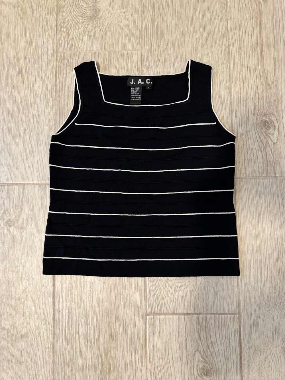 Black and White Striped Square-Neck Tank